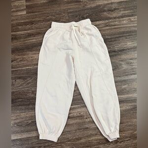 Adidas loose fit Cream Neutral wide leg full length jogger style sweats